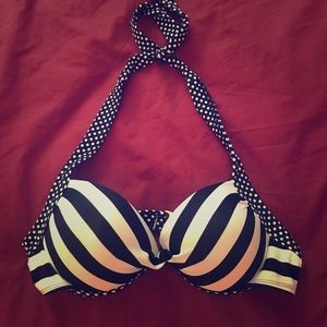 Adorable, Black and White Bikini Halter-Top